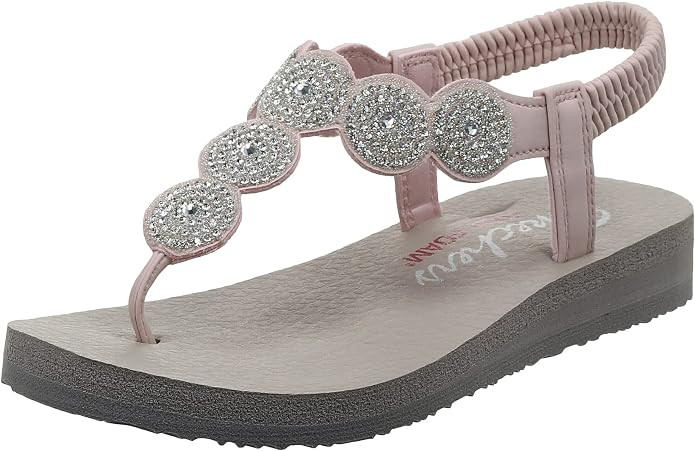 Skechers Women's Meditation-Stars & Sparkle-Circular Rhinestone Slingback Thong Flip-Flop | Amazon (US)