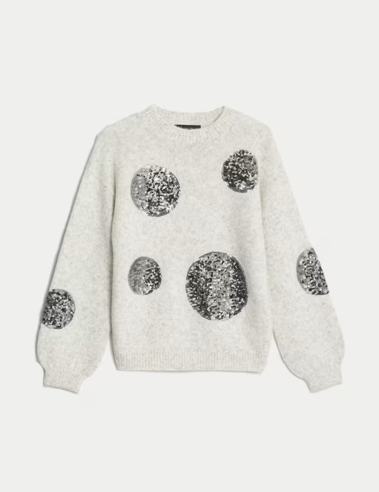 Recycled Blend Sequin Spot Print Jumper | Marks & Spencer (UK)