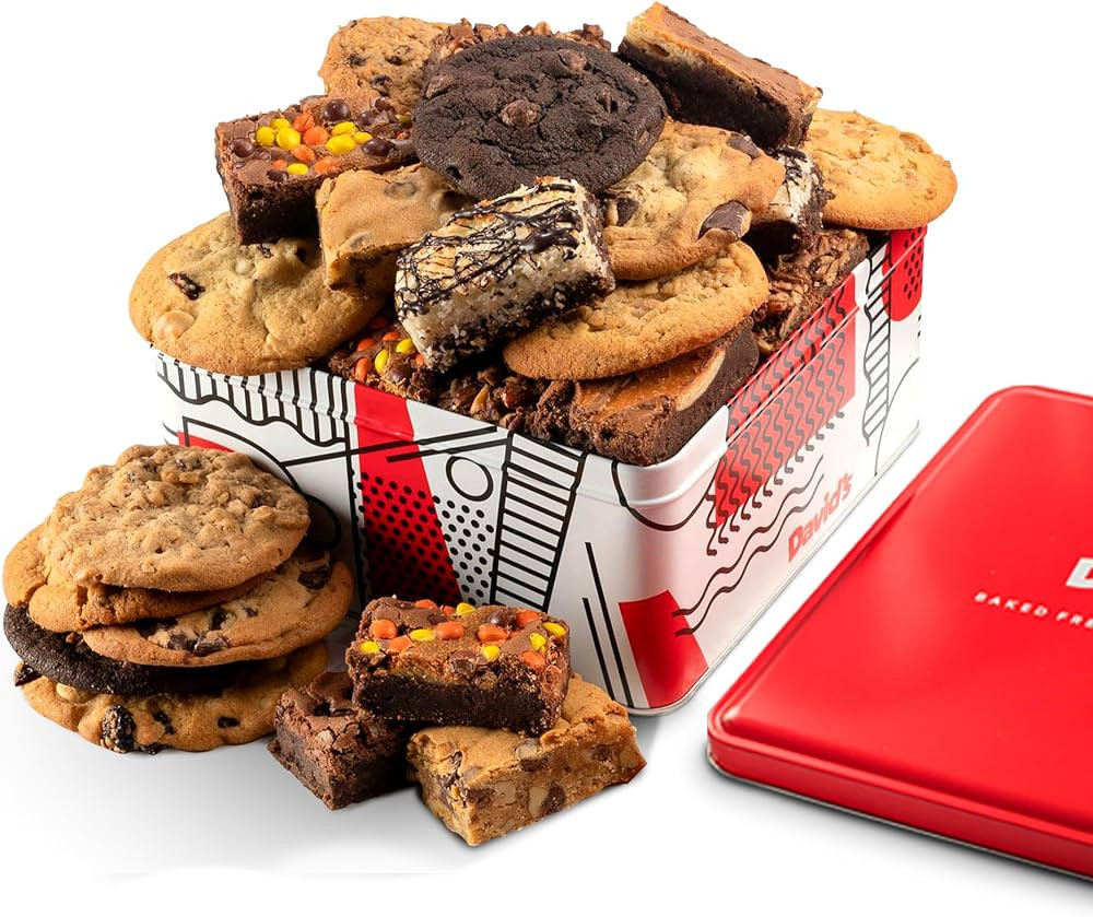 David’s Cookies Gourmet Assorted Cookies and Brownies Gift Basket - 12 x 1.5oz fresh baked cook... | Amazon (US)