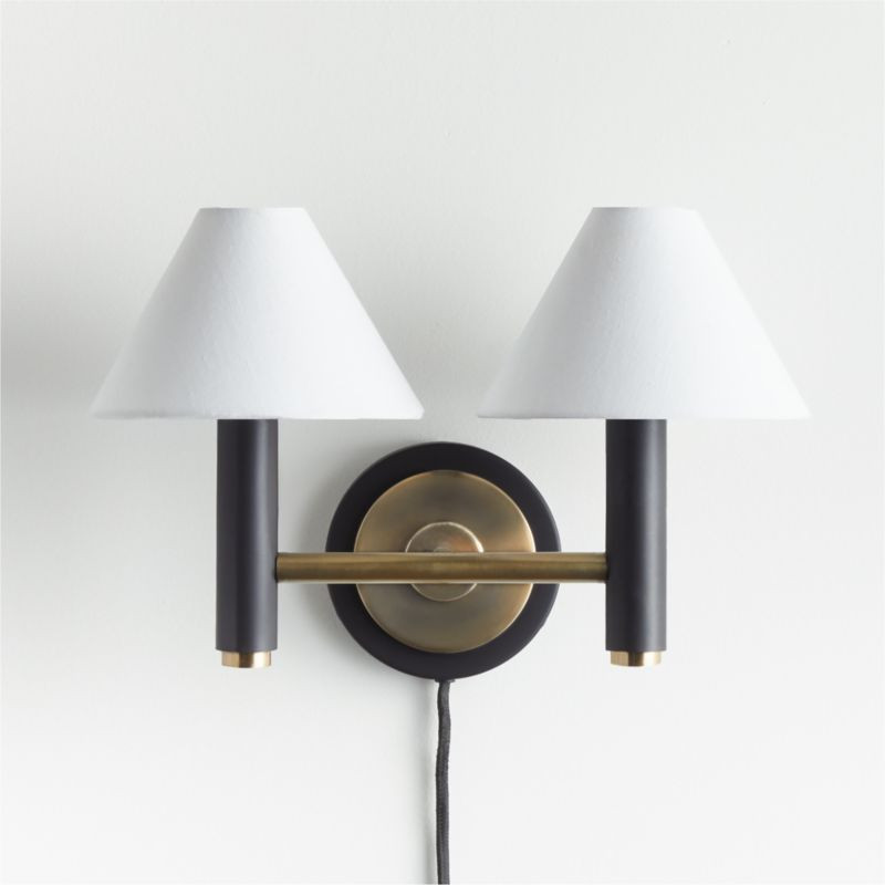 Lempicka Steel 2-Light Plug In Wall Sconce + Reviews | Crate & Barrel | Crate & Barrel