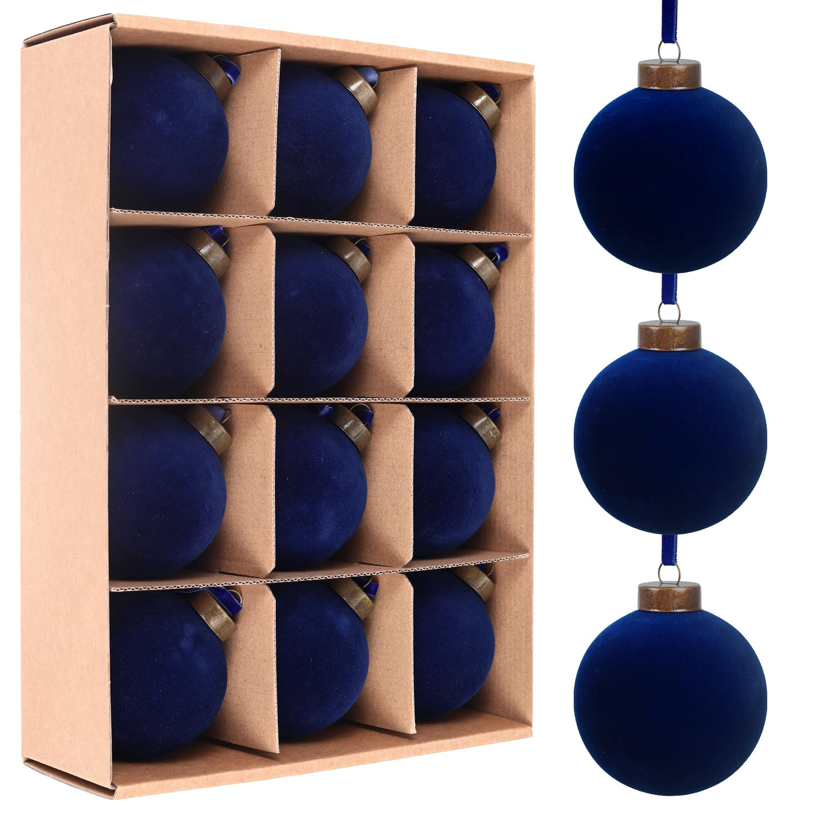 12 Pcs Velvet Christmas Balls Bulk Shatterproof Plastic Christmas Tree Decorations for Decorative... | Amazon (US)