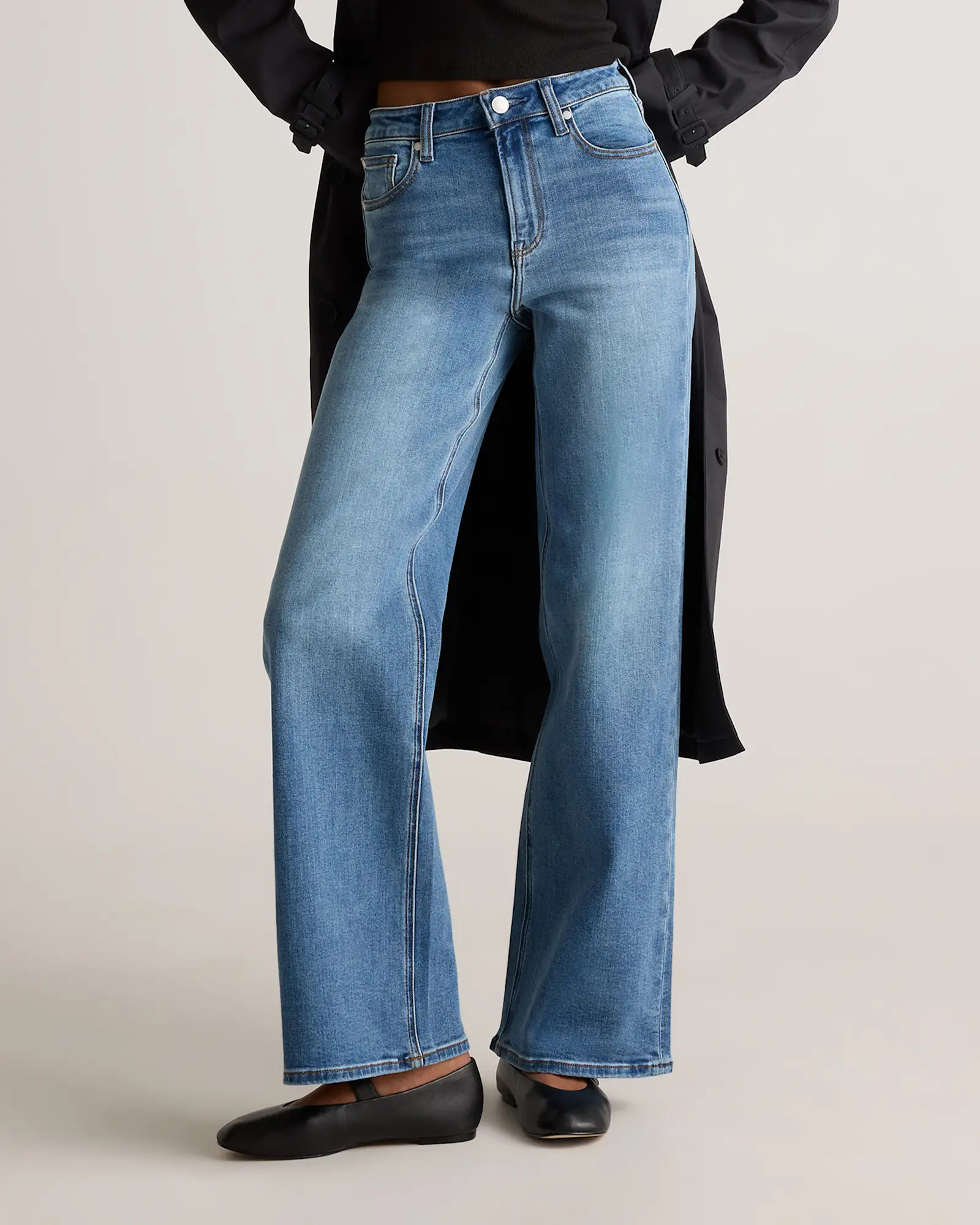 Bella Stretch Wide Leg Jeans in Medium Wash | Quince