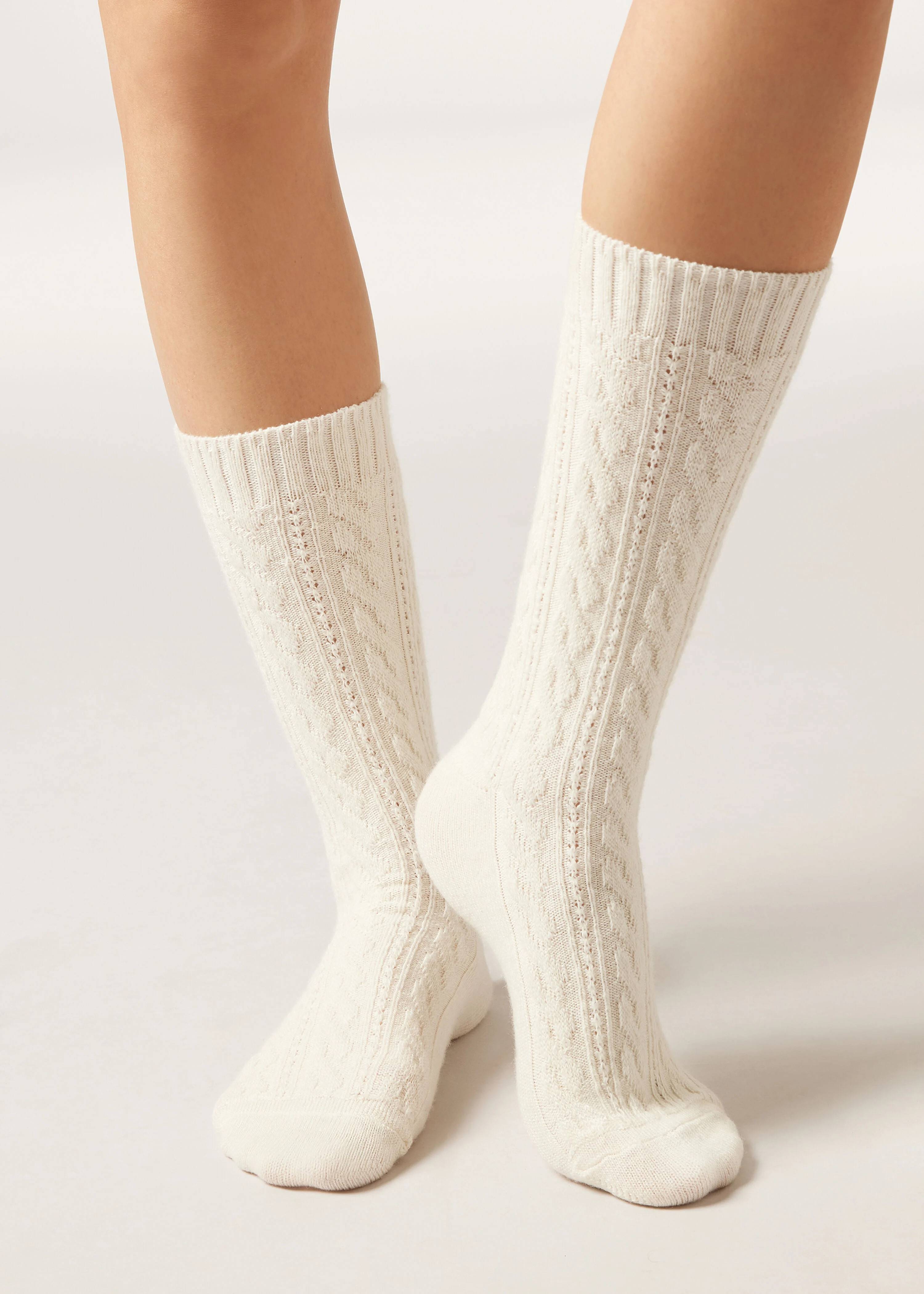 Cashmere Blend Cable Knit Socks | Calzedonia US