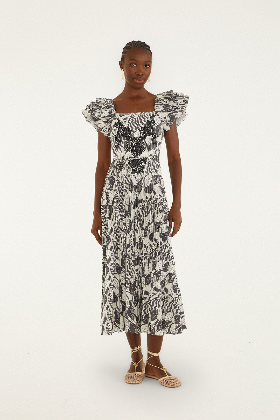 Sand Seashell Serenade Pleated Maxi Dress | FARM Rio | FarmRio (US)