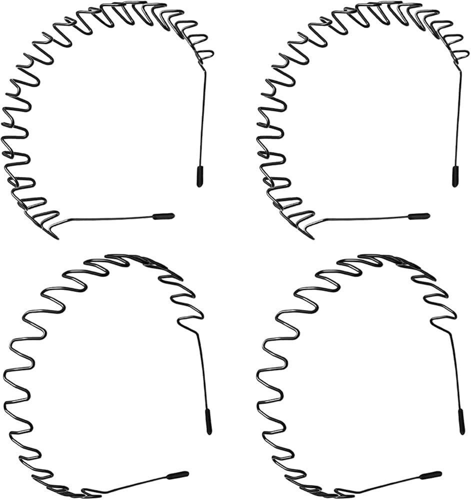 2 PCS Metal Headbands Unisex Metal Hairband Non Slip Wire Headband Wavy Flexible Metal Hair Band ... | Amazon (US)