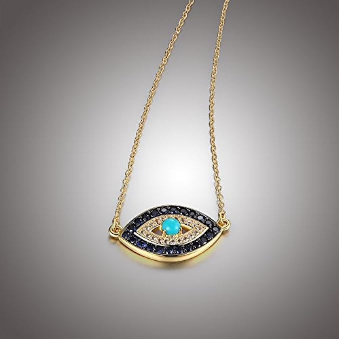 18k Yellow Gold Plated Sterling Silver Stabilized Turquoise with Created Blue and White Sapphire Evi | Amazon (US)