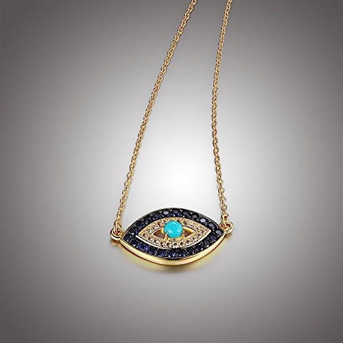 18k Yellow Gold Plated Sterling Silver Stabilized Turquoise with Created Blue and White Sapphire Evi | Amazon (US)