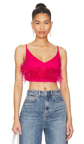 Maia Feather Top in Pink | Revolve Clothing (Global)