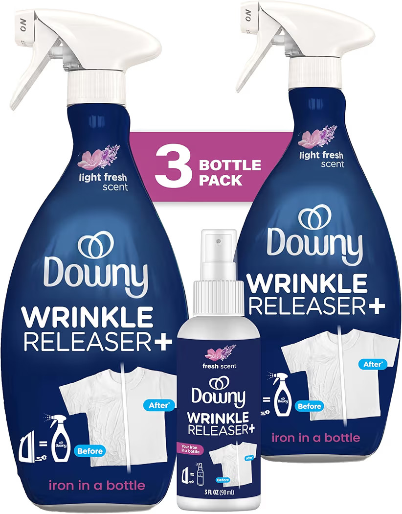 Downy Wrinkle Releaser Spray, Travel Size Spray + 16.9 Fl Oz Pack of 2, All In One Formula, Remov... | Amazon (US)