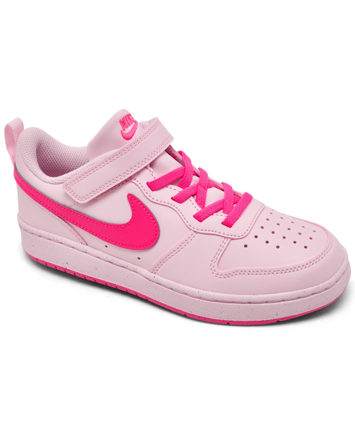 Nike Little Kids Court Borough Low Recraft Fastening Strap Casual Sneakers from Finish Line - Pink | Macy's