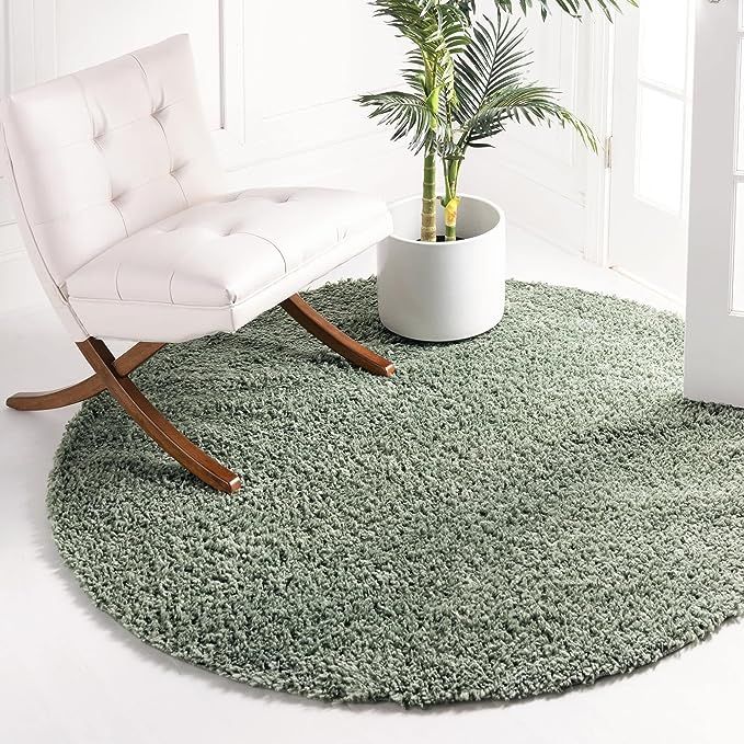 Unique Loom Davos Collection Modern Luxuriously Soft & Cozy Shag Area Rug, 3 ft 3 in x 3 ft 3 in,... | Amazon (US)