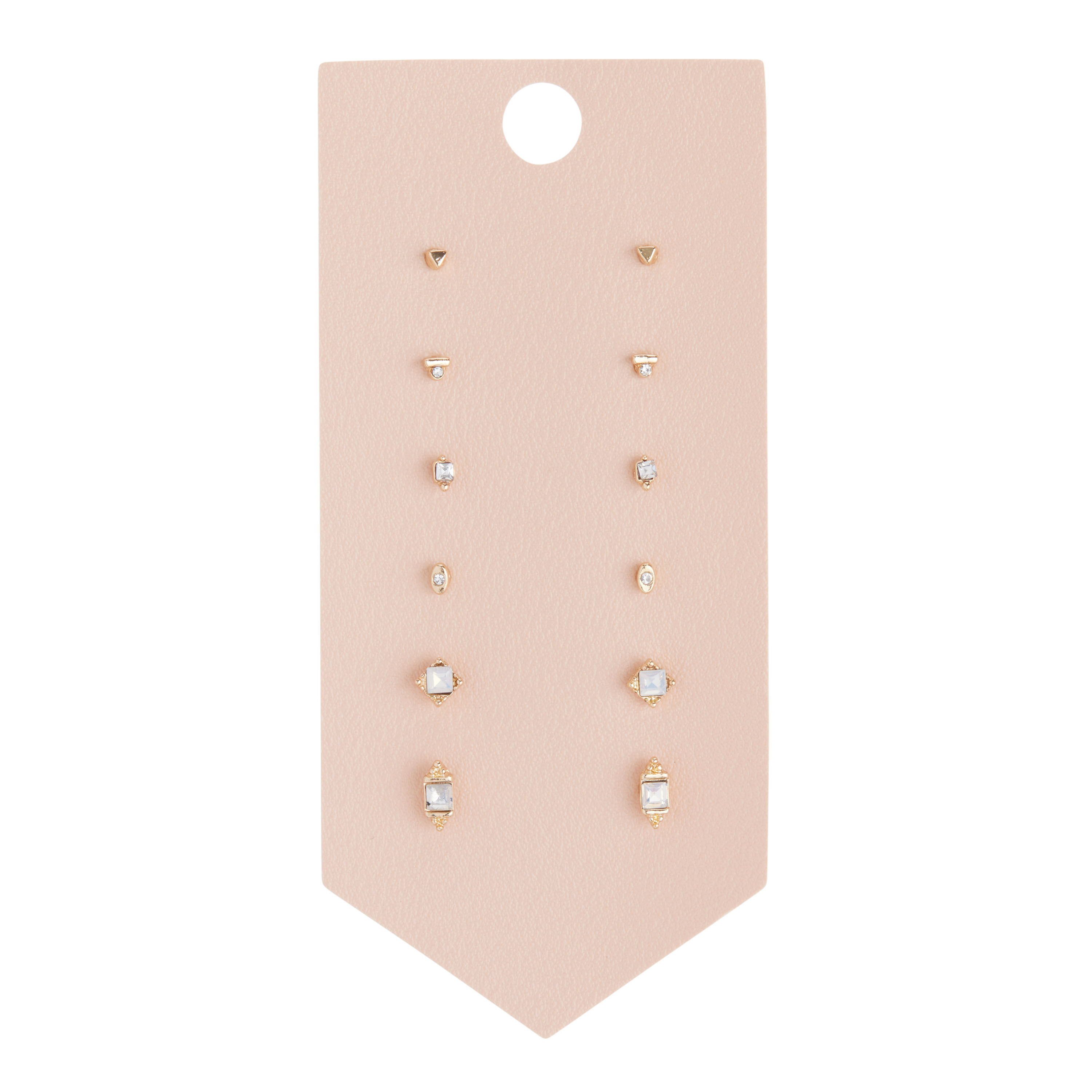 Gold And Opal Glass Delicate Stud Earrings 6 Pack | World Market