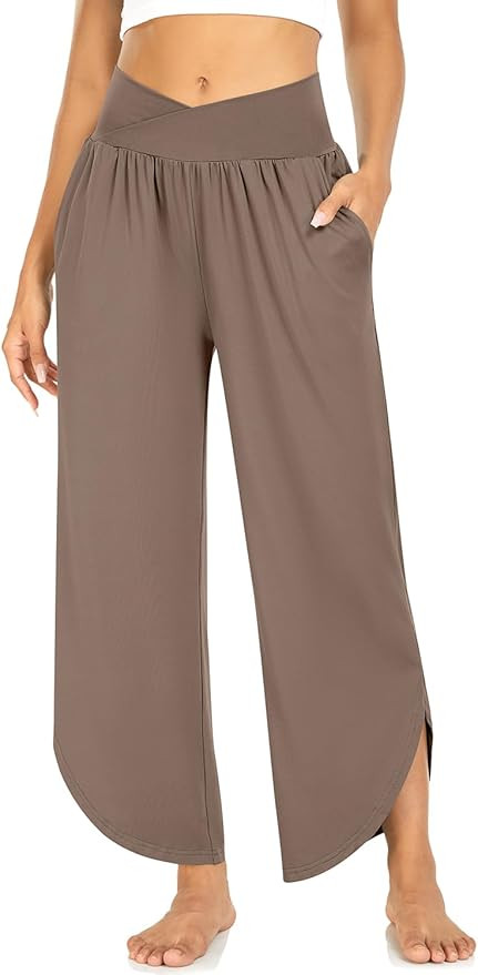 TARSE Wide Leg Pants for Women Cross High Waisted Yoga Pants Casual Lounge Joggers Loose fit Paja... | Amazon (US)