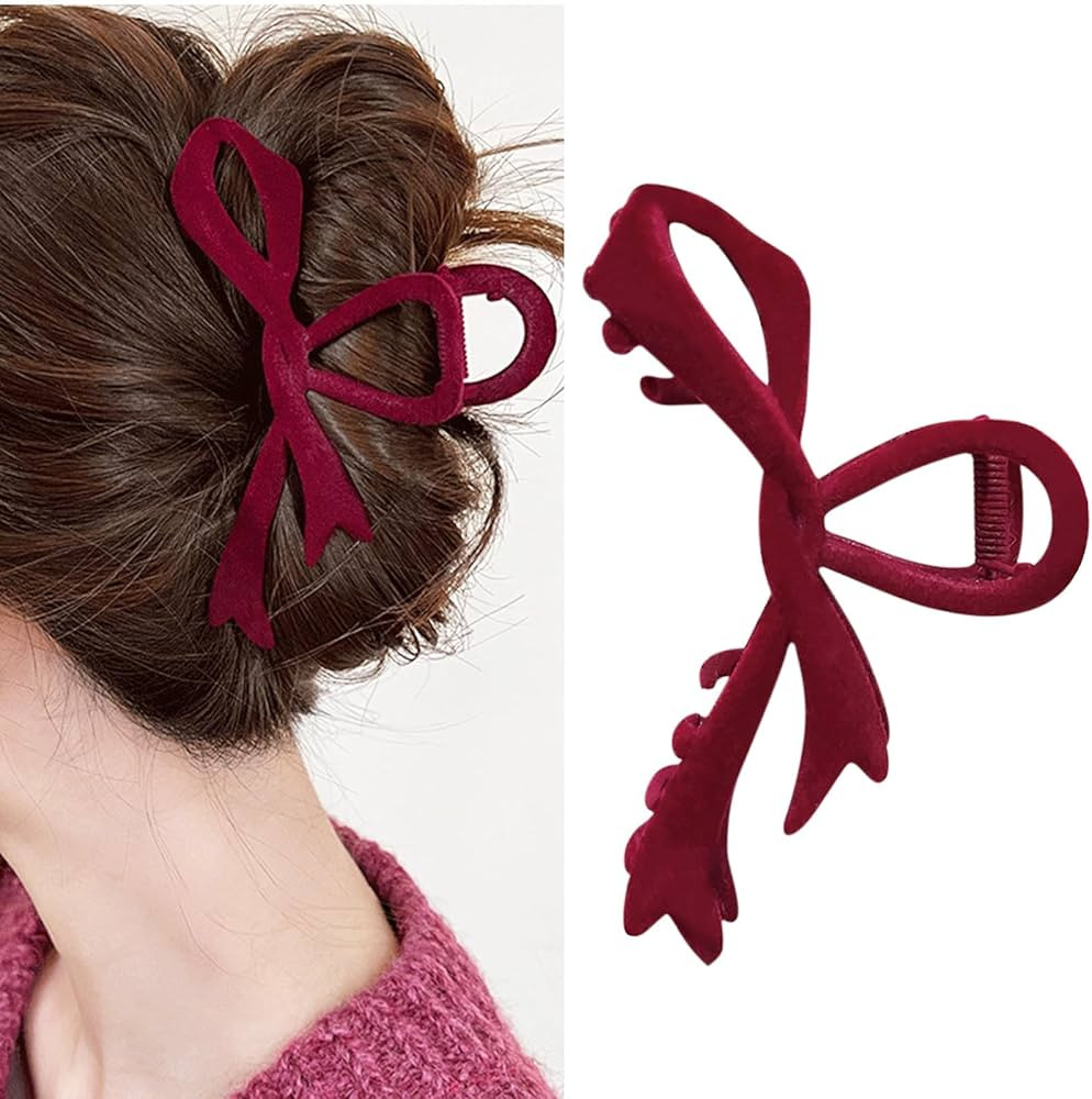 Red Velvet Hair Claw Clips for Women French Hair Clips Elegant Valentine’s Day Hair Claw Clip B... | Amazon (US)