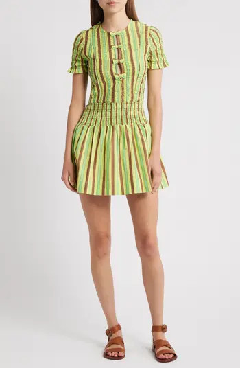 Saffy Smocked Stripe Organic Cotton Minidress | Nordstrom
