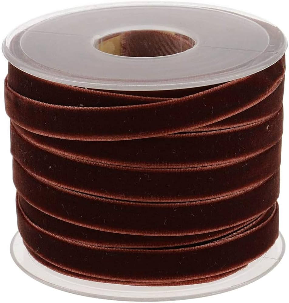 POFET 20 Yard 10mm Wide Velvet Ribbon Roll for Crafts Decoration - Coffee | Amazon (UK)