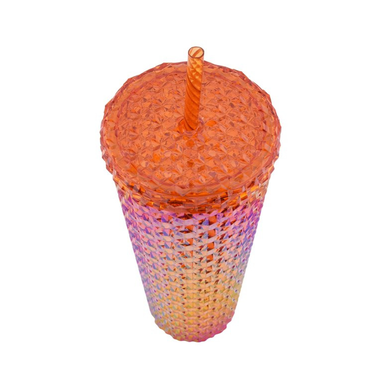 Way To Celebrate 26-Ounce Plastic Tumbler with Straw, Orange Luster | Walmart (US)