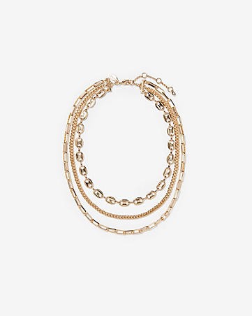 Three Row Layered Chain Necklace | Express