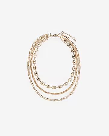 Three Row Layered Chain Necklace | Express