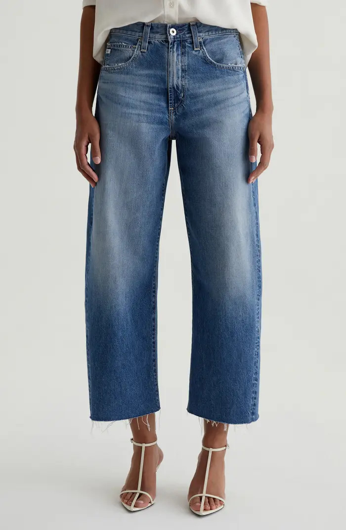 AG Hattie Raw Hem High Waist Crop Barrel Leg Jeans | Nordstrom | Nordstrom