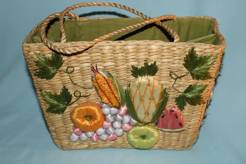 Vintage Wicker Handbag or Purse "bags by Patricia" Hand Made Philippines - Etsy | Etsy (US)