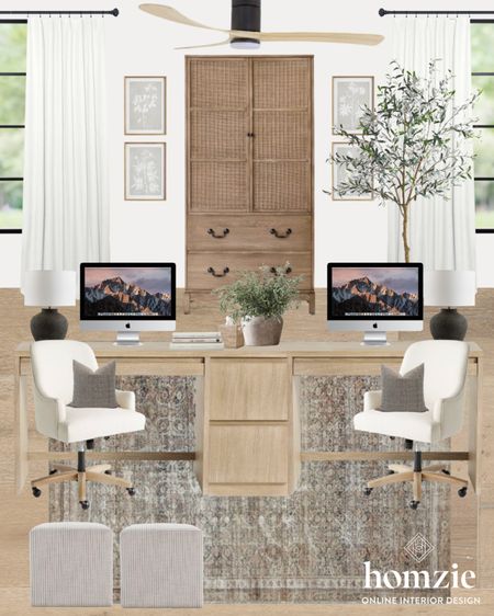 Double office work stations! This neutral office design works for him & her! We love this neutral desk and Target storage cabinet! 

#LTKhome #LTKFind #LTKunder100