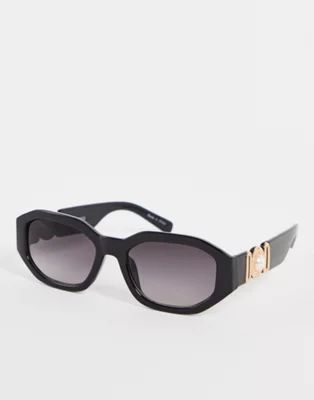 Pieces vintage style sunglasses in black with gold detail | ASOS (Global)