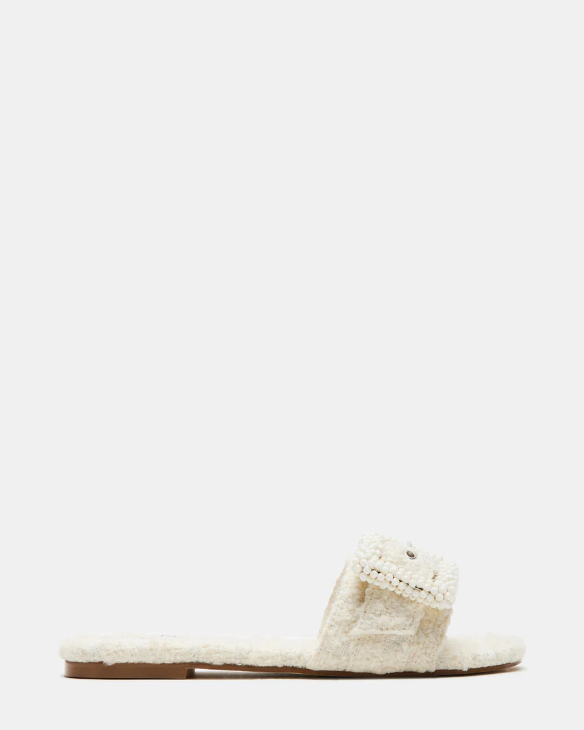 MARIKA Ivory Pearl Embellished Slide | Women's Sandals | Steve Madden (US)