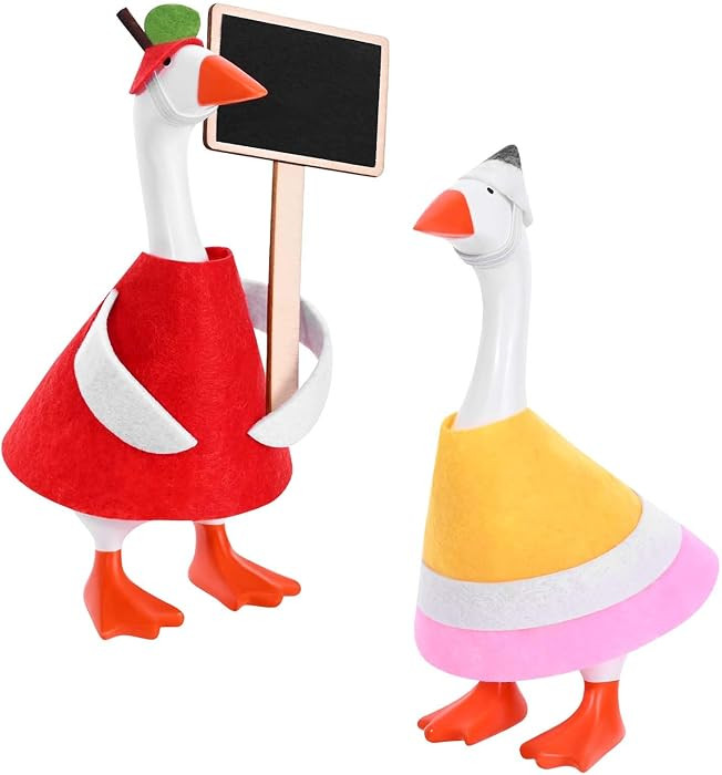 JcHrmers 2 Sets Back to School Mini Desk Goose Outfits Pencil and Apple 7 Inch Mini Goose Clothes... | Amazon (US)