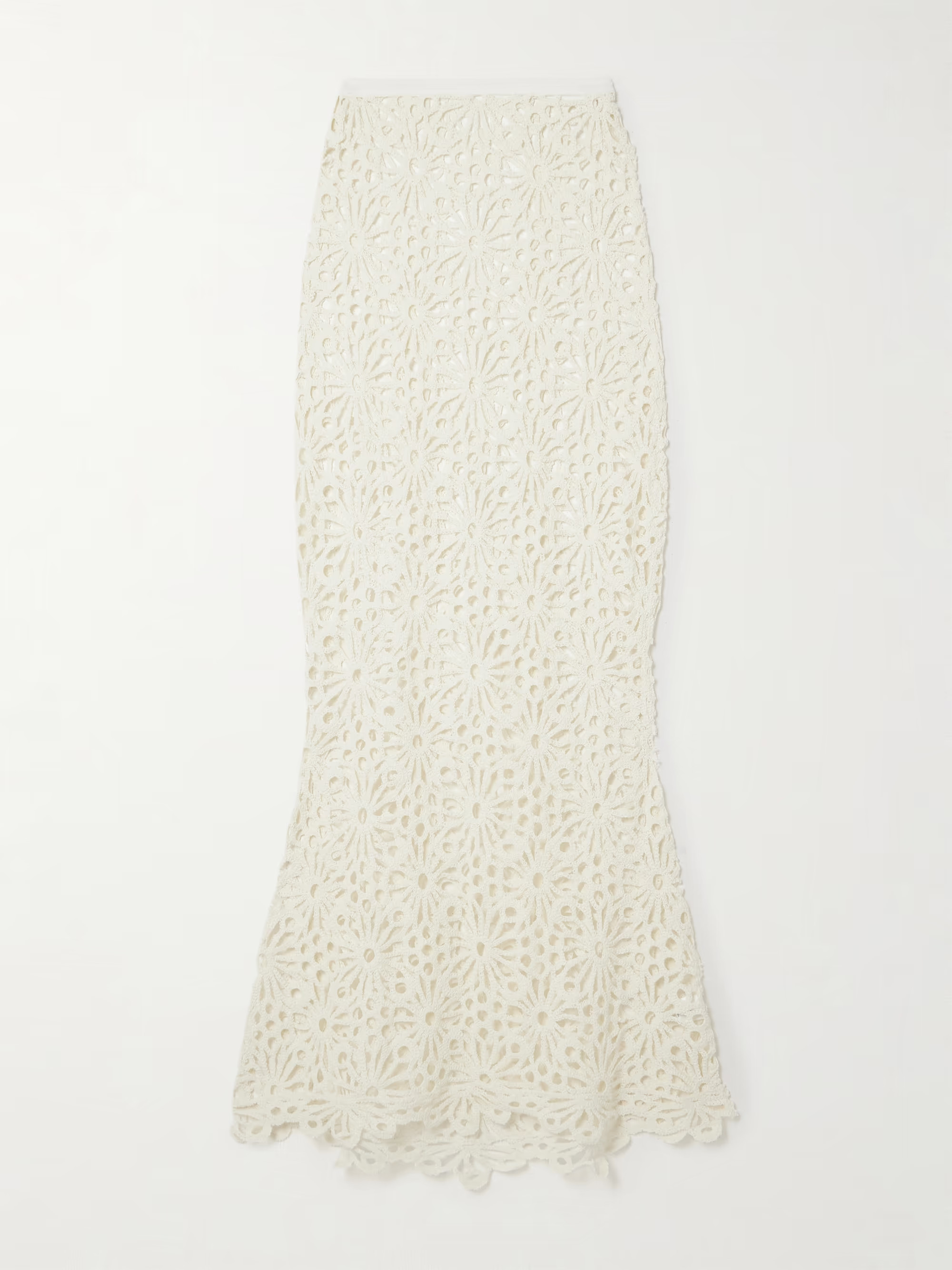 Obie stretch crepe-trimmed open-knit cotton-blend maxi skirt | NET-A-PORTER (US)