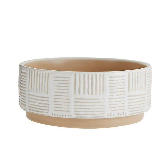 Top Paw® Tan & White 3D Crosshatch Ceramic Dog Bowl | PetSmart