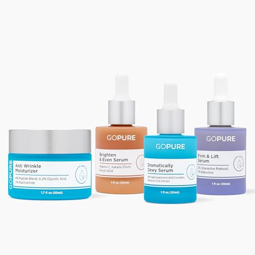 GOPURE Skincare Essentials Set - 4 Piece Routine Includes Vitamin C Serum, Retinol Serum, Hyaluronic Acid Serum and Anti Wrinkle Moisturizer- Brighten, Firm and Hydrate the Look of Skin | Amazon (US)