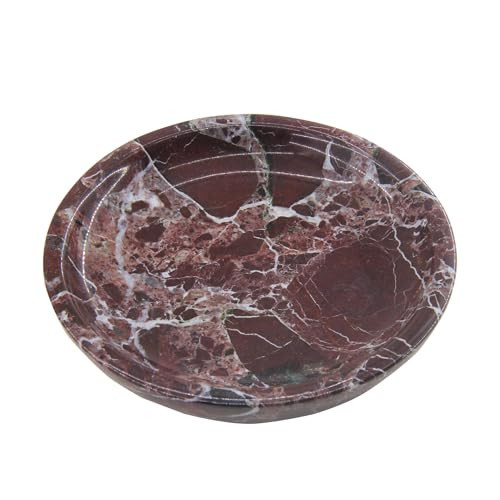 Small Natural Marble Jewelry Tray Key Plate Holder Dish Trinket Decor Catch All Bowl for Ring Earring Stone Gift for Women Daugther,Rosso Levanto,5.5" | Amazon (US)