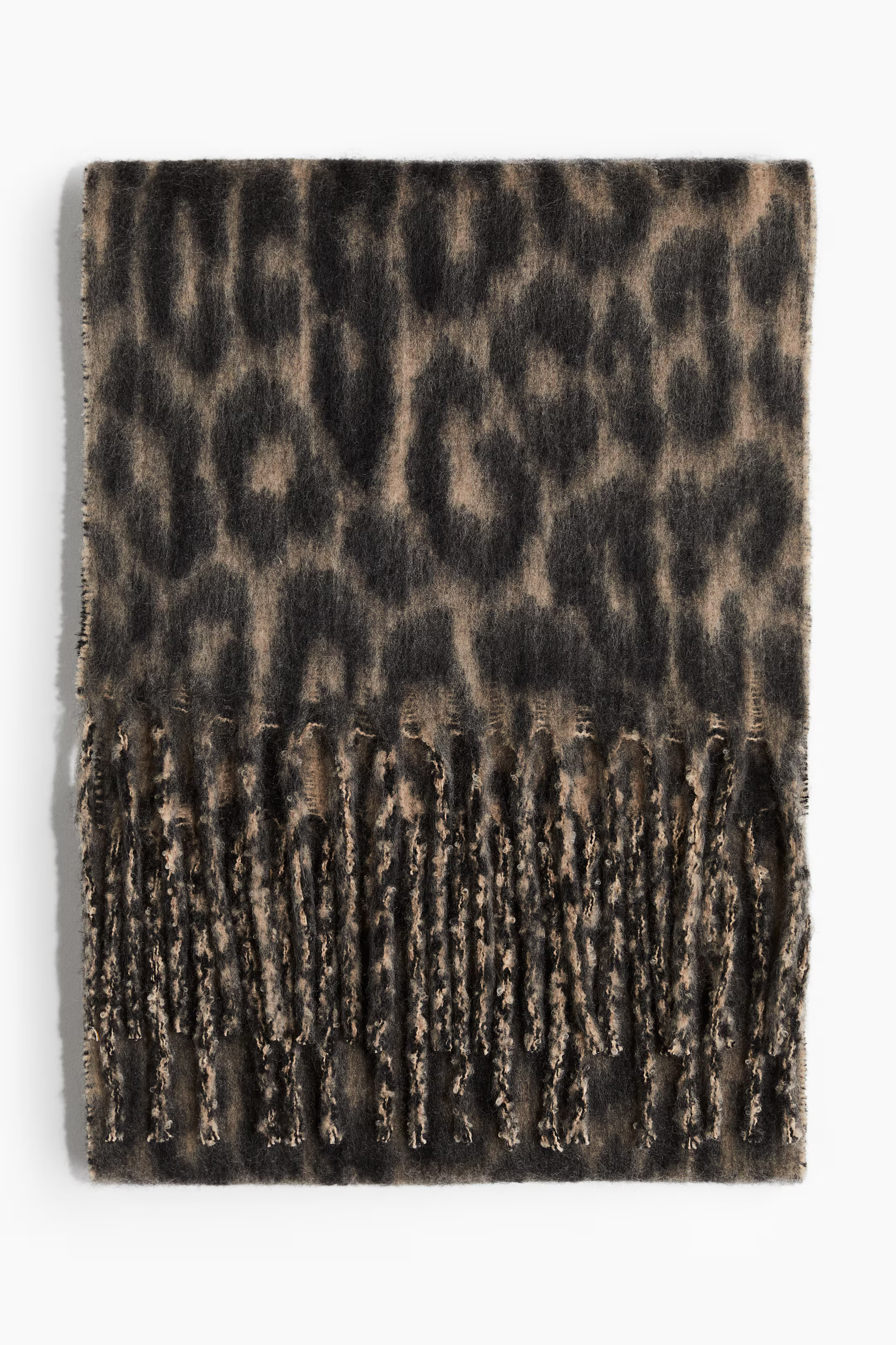 Fringed scarf - Beige/Leopard print - Ladies | H&M GB | H&M (UK, MY, IN, SG, PH, TW, HK)
