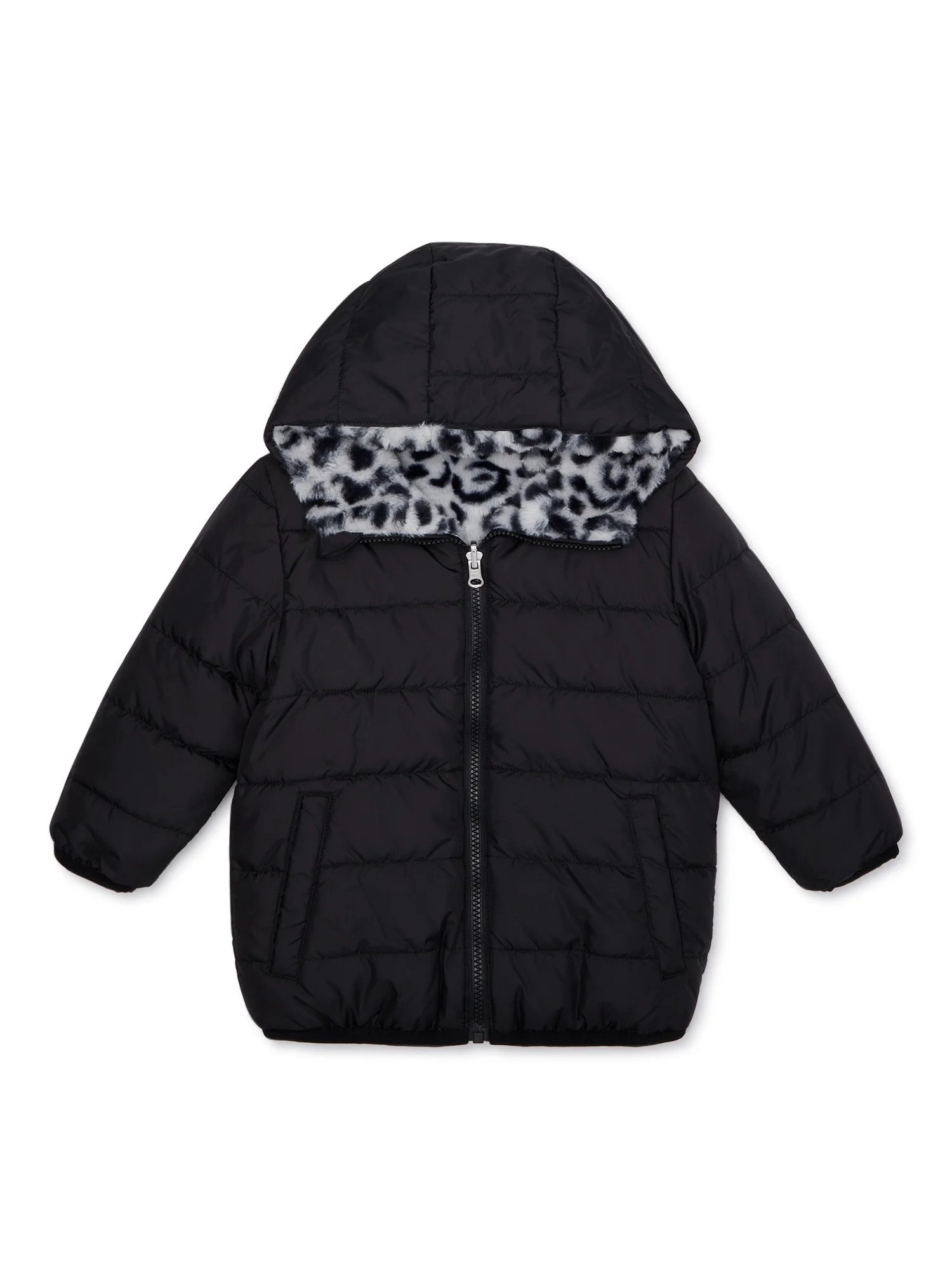 Wonder Nation Baby and Toddler Girls Reversible Bubble Jacket | Walmart (US)