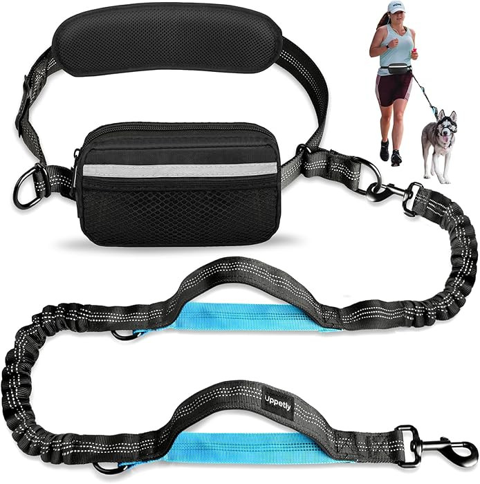 Hands Free Dog Running Leash with Zipper Pouch, Dual Handle, Elastic Bungees Retractable Rope for... | Amazon (US)