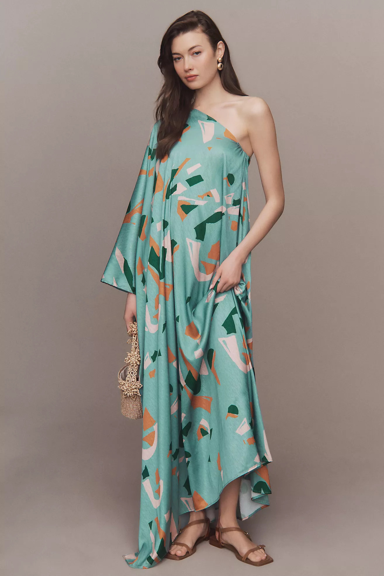 DIARRABLU Satu One-Shoulder Scribble-Print Side-Slit Maxi Dress | Anthropologie (US)
