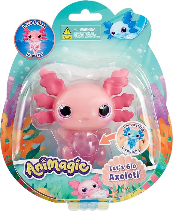 Animagic Let's Glo Axolotl Pink| Squishy Water Toy Floats and Glows | Ages 4+ | Amazon (US)