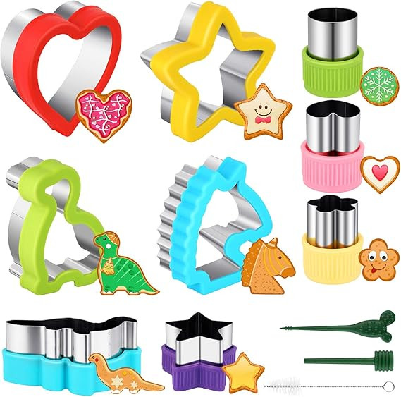 Sandwich Cookie Cutters Set, Pack of 12 Stainless Steel Cookie Cutter Molds with Demolding Tools ... | Amazon (US)