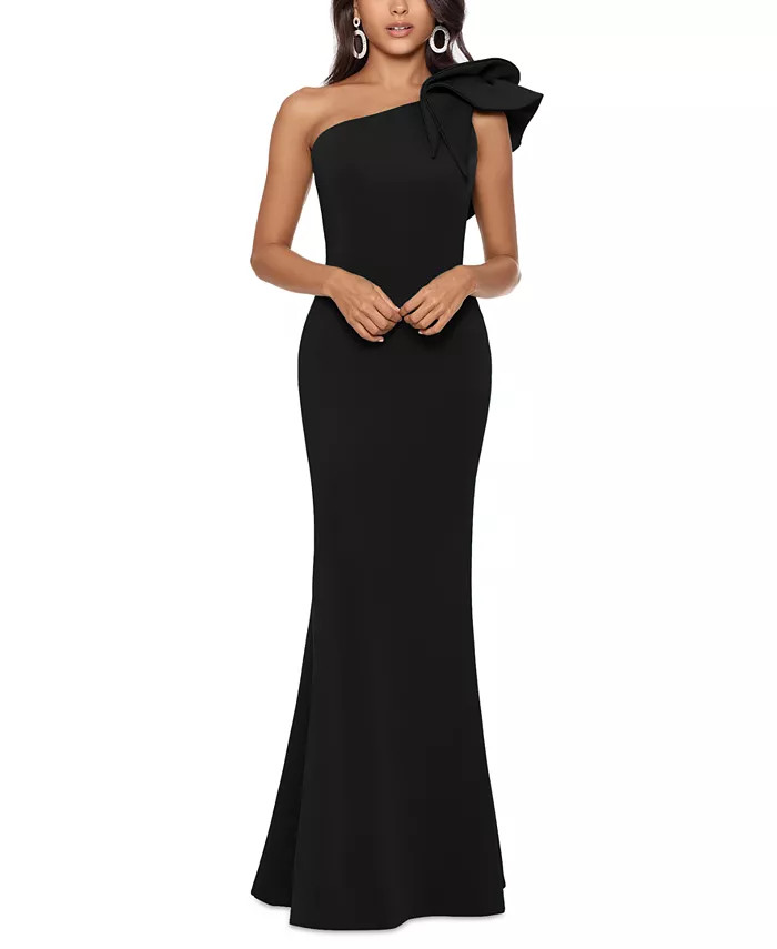 Betsy & Adam Women's One-Shoulder Scuba Crepe Gown - Macy's | Macys (US)