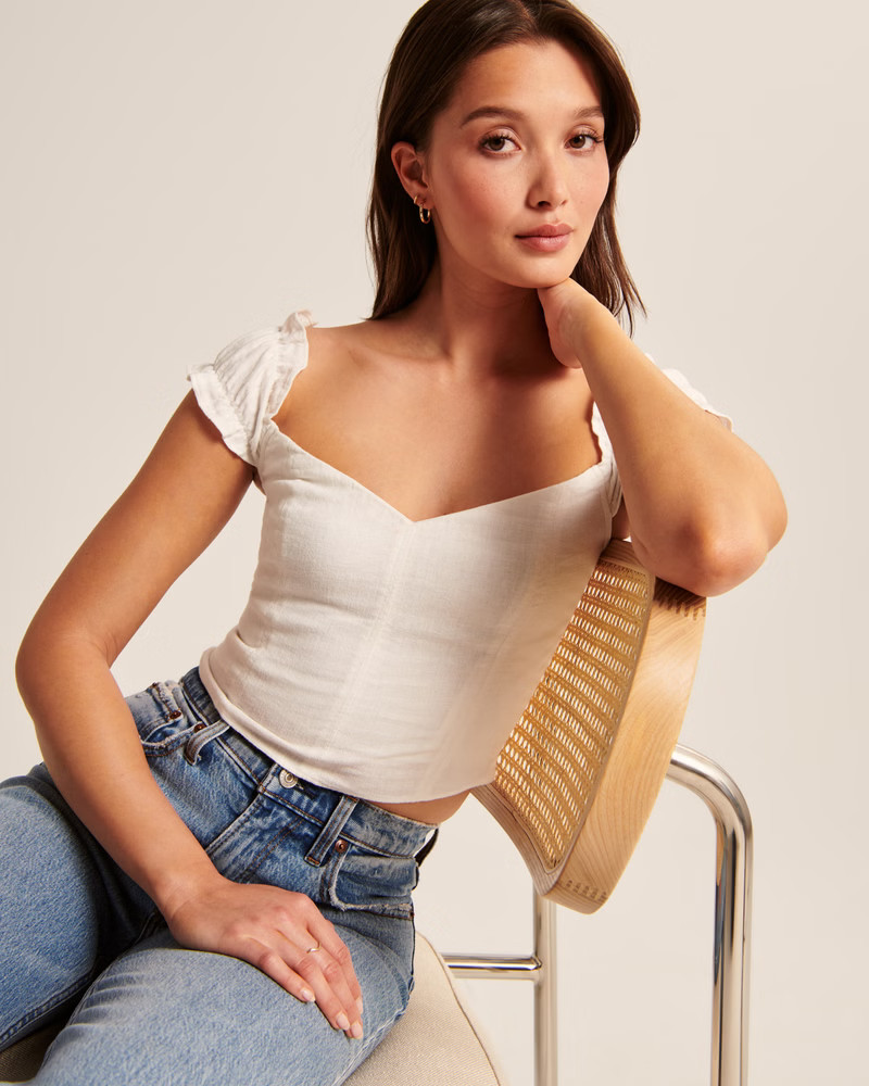 Off-The-Shoulder Ruffle Sleeve Top | Abercrombie & Fitch (US)