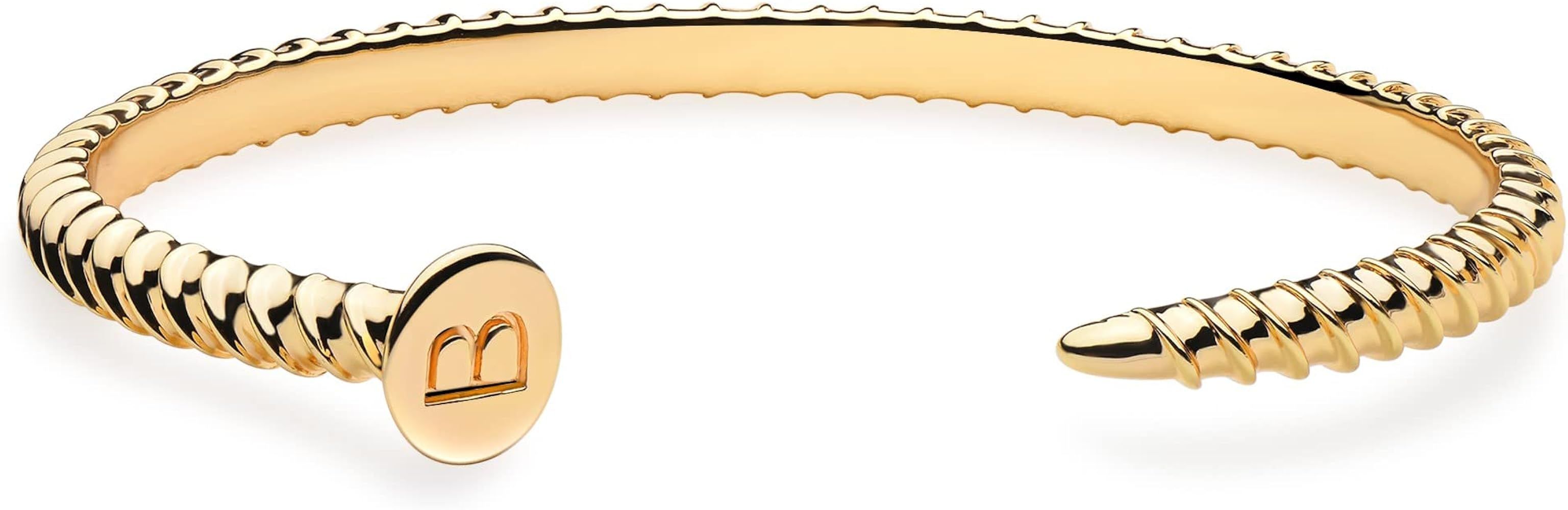 Fettero Gold Cuff Nail Bracelet for Women Bangle Bracelets Adjustable Open Wrap Letter Bracelet Love | Amazon (US)