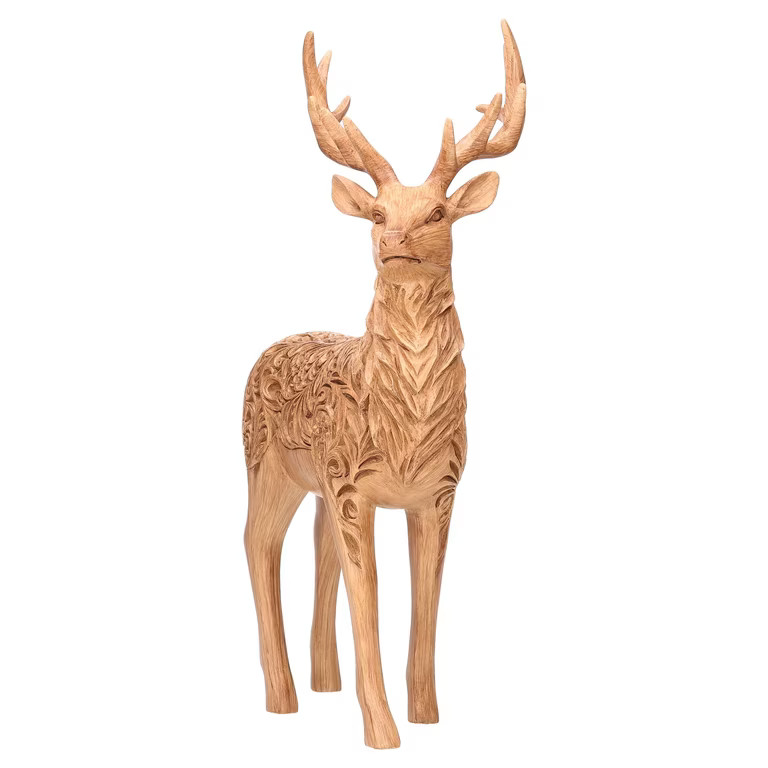 Resin Standing Deer Christmas Decoration, Brown, 13.5", by Holiday Time | Walmart (US)