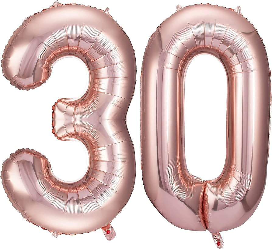 Rose Gold 30 Number Balloons Big Giant Jumbo Large Number 30 Foil Mylar Balloons for Women Men 30... | Amazon (US)