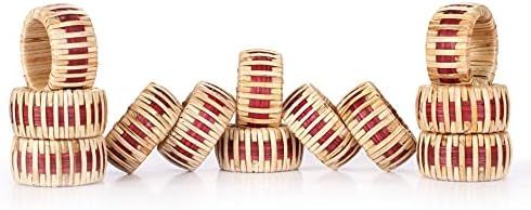 Napkin Rings Set of 12, Rattan Napkin Holders, Woven Napkin Rings Bulk for Party Decoration, Dinning | Amazon (US)