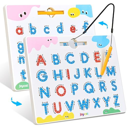 JoyCat Magnetic Letter Tracing Board, 2-in-1 Double-Sided ABC Magnets for Kids Ages 3-5, Uppercase & Lowercase Letter Writing Practice - Preschool Learning Toys, Road Trip Car Activities for Toddlers | Amazon (US)