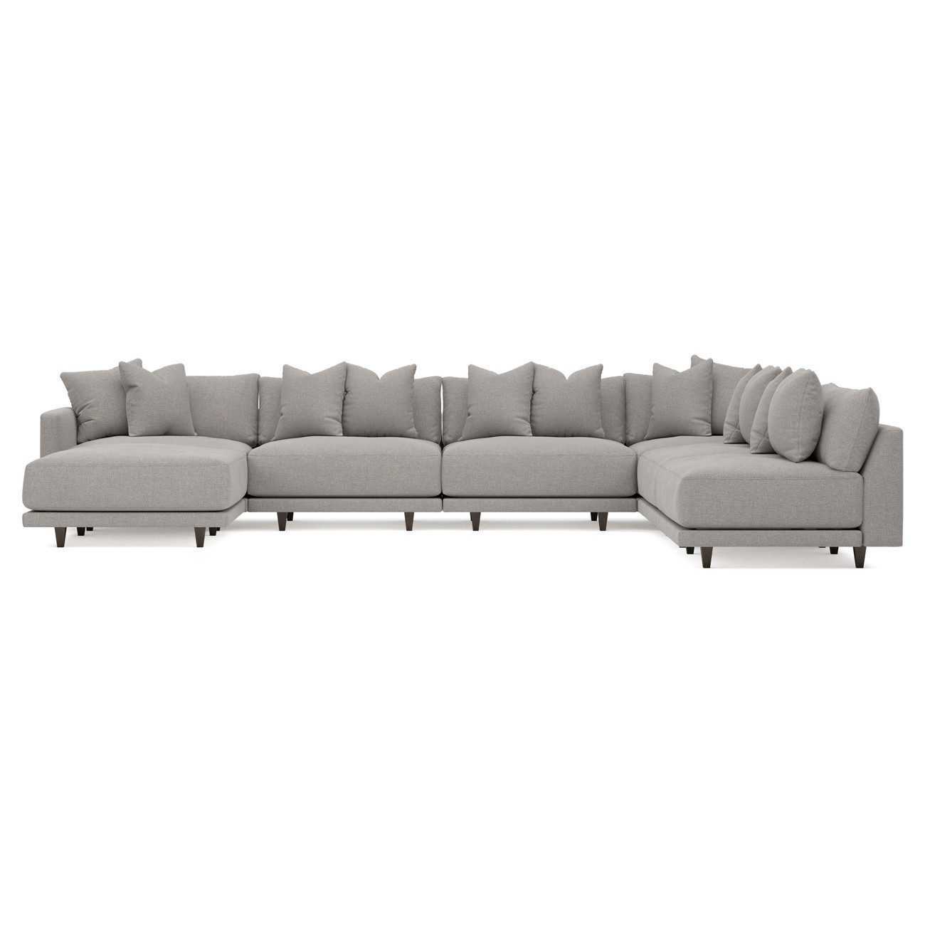 Toulouse Pebble Performance Modular 7-Piece Corner Sectional With Ottoman - Left End - 171 | Kathy Kuo Home