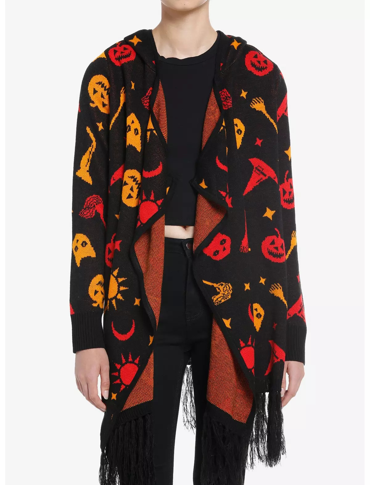 Her Universe Disney Hocus Pocus Dani Hooded Fringe Girls Cardigan | Hot Topic