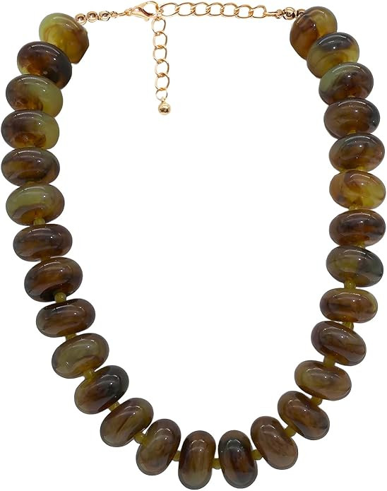 Chunky Beaded Necklace for Women Large Big Bead Choker Necklaces Trendy Boho Bold Statement Beads... | Amazon (US)