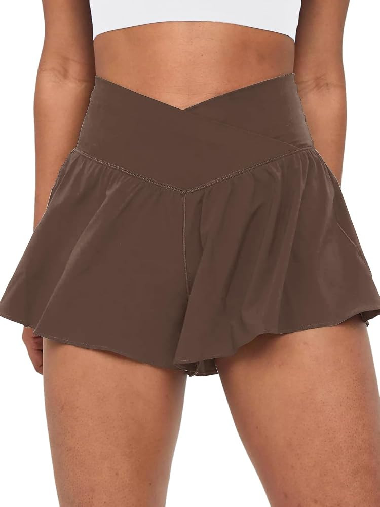Crossover Flowy Shorts for Women 2 in 1 Athletic Butterfly Running Shorts Tennis Gym Workout Skor... | Amazon (US)